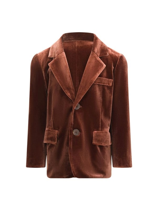 BALOU Boys Velvet Blazer - Brown