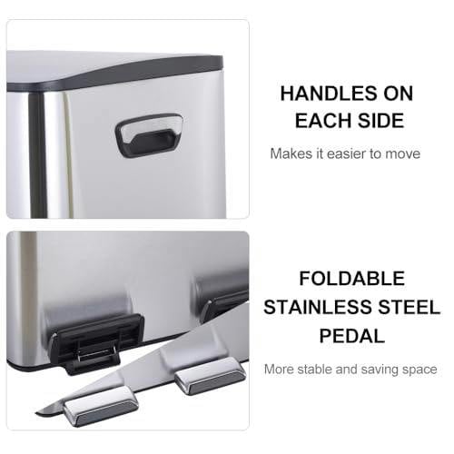 HYGRAD BUILT TO SURVIVE HYGRAD 3 Compartment Recycling Bin 45L Dual Compartments Kitchen Pedal Dust Bin Waste Bin Separation System 3x15L