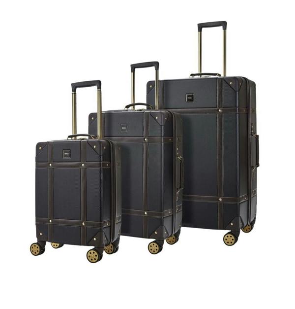 Rock Luggage Vintage Hard Shell Luggage Trunk Suitcase Set