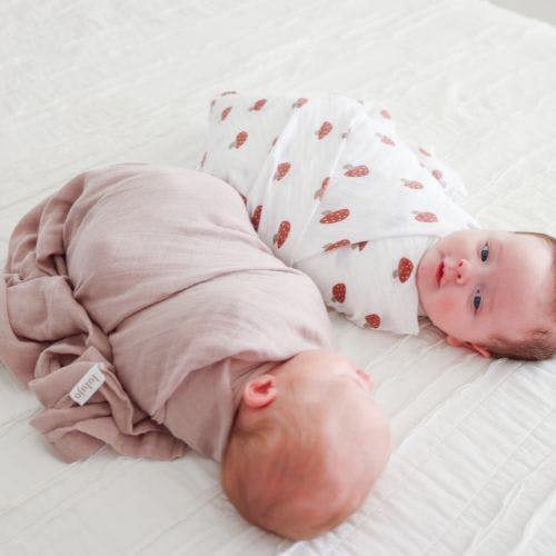 Lulujo - Cotton Swaddle - Mushroom & Sand - 2 Pack