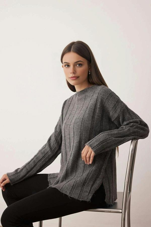WOVCOR Soft Textured Loose Fit Knit Sweater