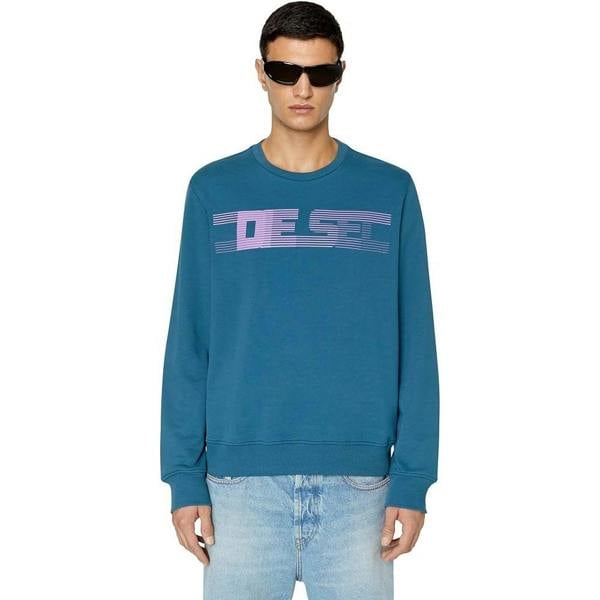 Diesel Unisex Adult Striped Logo Sweatshirt - Blue - 