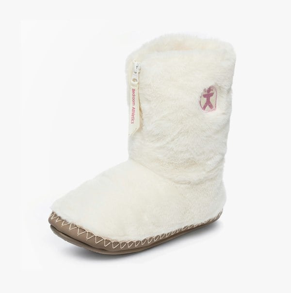 Bedroom Athletics MONROE Womens Faux Fur Boot Slippers Cream/Moonrock