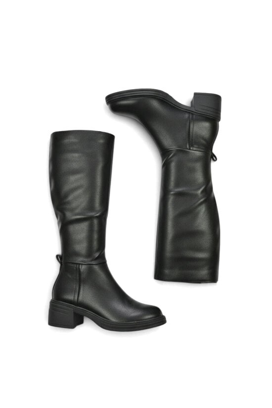 XY LONDON Knee High Boots With Chunky Block Heel