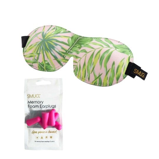 SMUG Contoured 3D Blackout Sleep Mask - Palm Print - Sleep Mask & Pink Earplugs