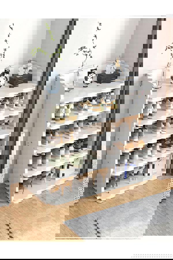 Living and Home 5-Tier Shoe Rack Wooden Shoe Cabinet for Entryway