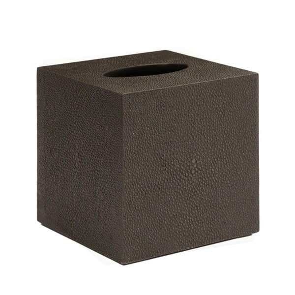 POSH TRADING COMPANY Chelsea Square Tissue Box - Shagreen Chocolate