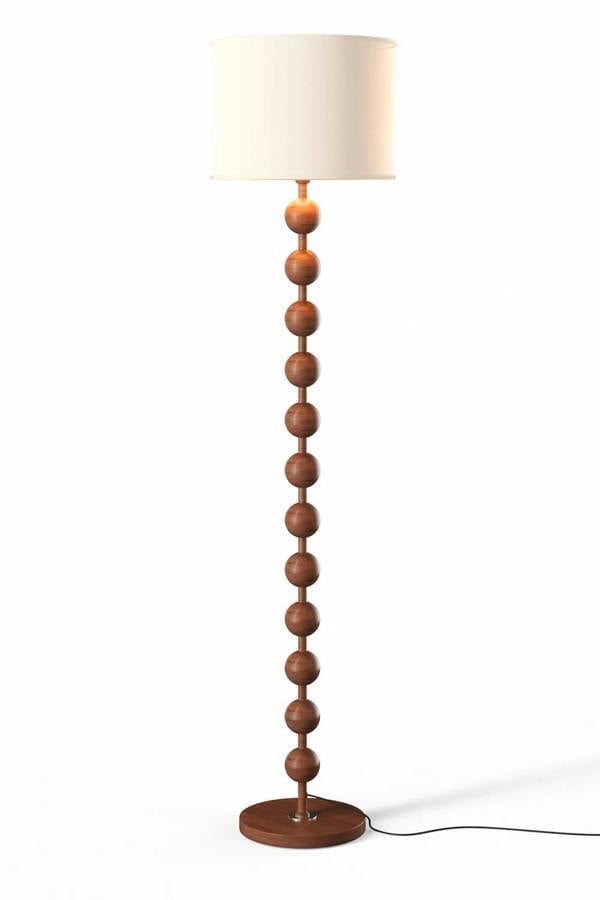 Living and Home Modern Chinese-Inspired Standing Floor Lamp with Fabric lampshade and Metal Base