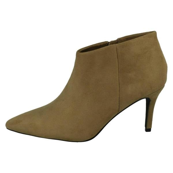 Spot On Ladies Spot On High Heel Low Cut Ankle Boot with Metal Heel Trim F51229