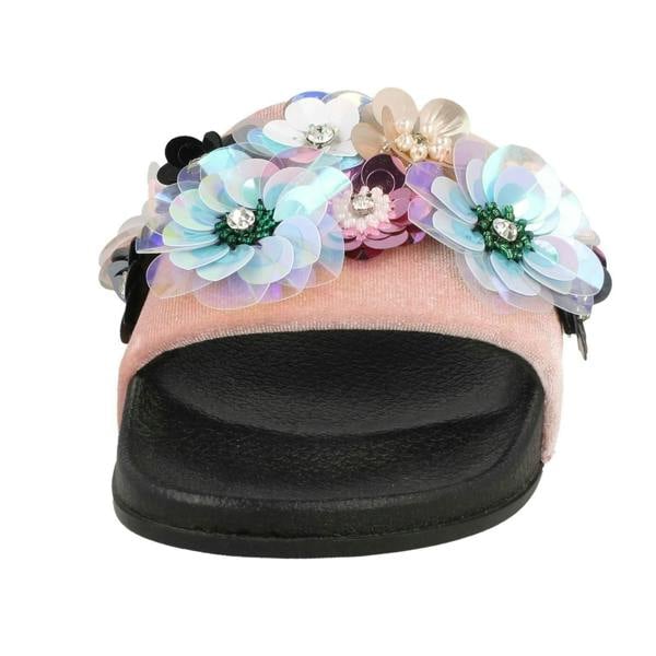 Savannah Ladies Savannah Sequin Flower Slider Mules