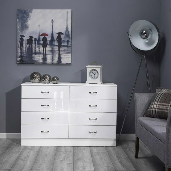 SQUAREBOXX Chiswick 8 Drawer Cabinet in Gloss White