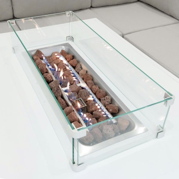 Jardi Modular Garden Furniture Set With Fire Pit - White