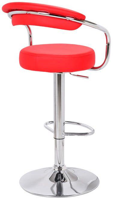 Lamboro Zenith Kitchen Bar Stool, Chrome Footrest, Height Adjustable Swivel Gas Lift, Home Bar & Breakfast Barstool, Faux-Leather, Red
