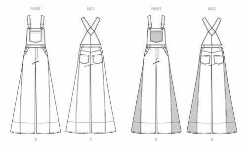 Know Me Sewing Pattern 2062, Dungarees for Women, K5 (8-10-12-14-16) - Intermediate