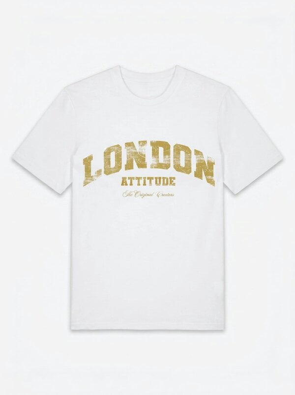 London Attitude Original Creators Premium Organic Cotton T-Shirt with Vintage Yellow Logo