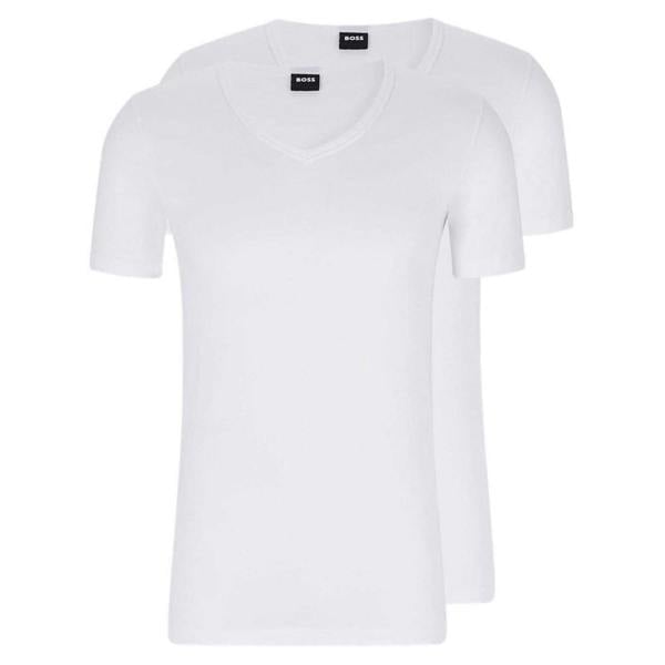 Boss Mens Logo Slim T-Shirt (Pack of 2) - White - 