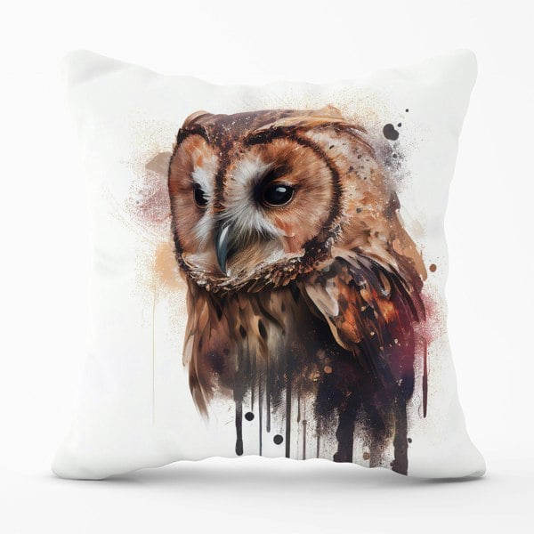 Warren Reed Tawny Owl Face Splashart Light Background Cushions