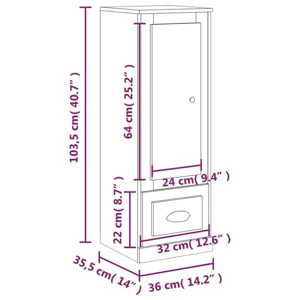 Berkfield Highboard Concrete Grey 36x35.5x103.5 cm Engineered Wood