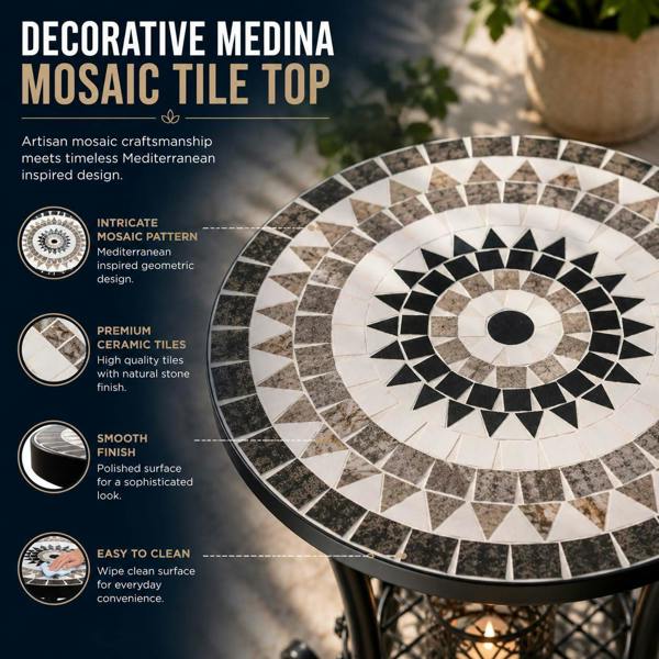35cm Medina Mosaic Plant Stand/Side Table image 3