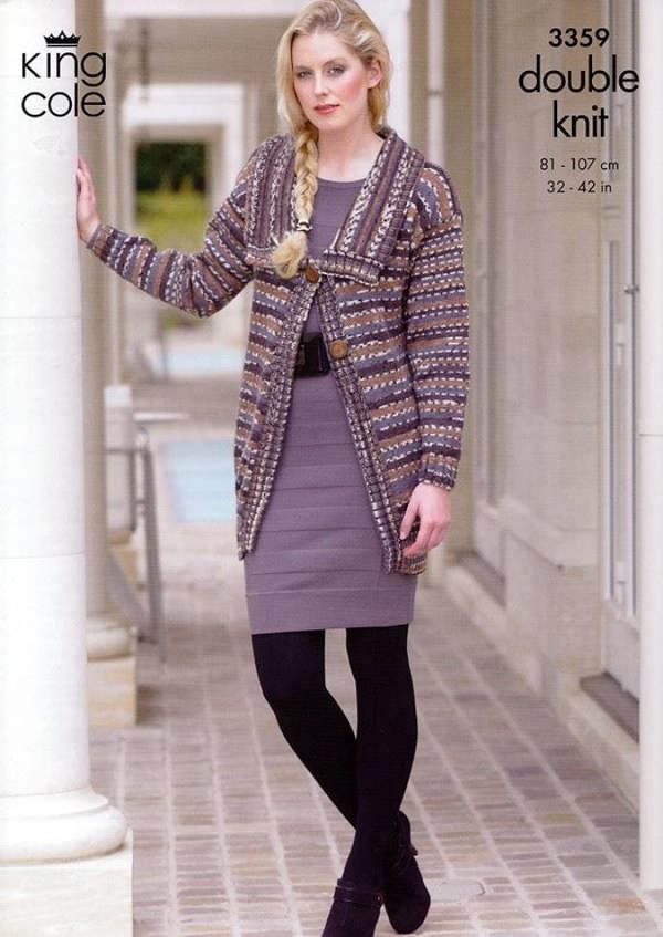King Cole Merino Knitting Pattern 3359, Jackets for Women, 32 - 42 Inches - Easy
