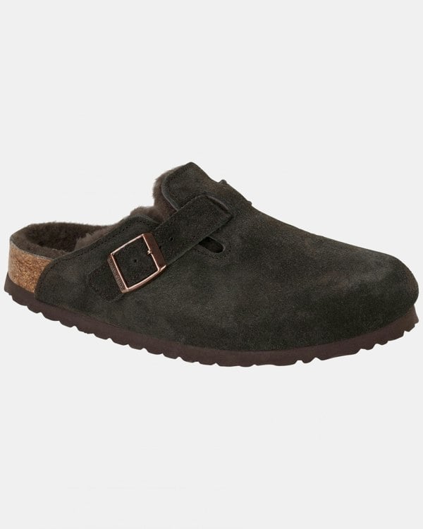 Birkenstock Boston Shearling Suede Leather Womens Clogs