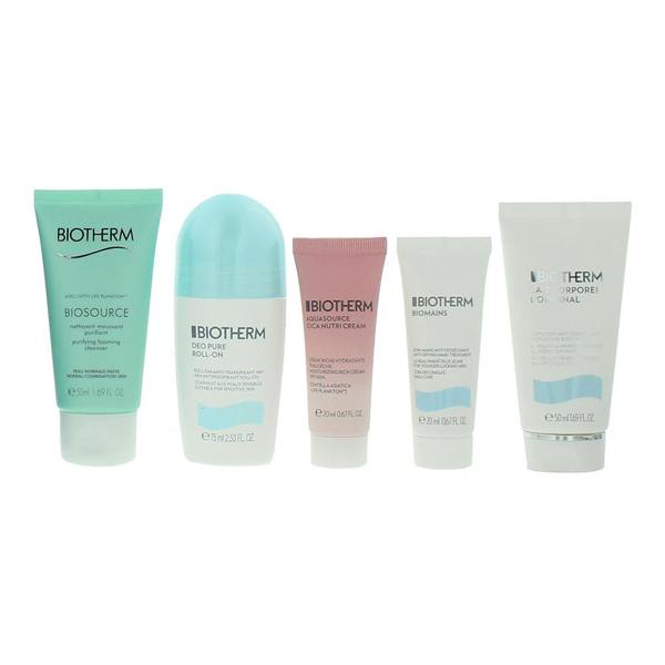 Biotherm Aquasource 5 Piece Gift Set: Deodorant Roll-On 75ml - Cleanser 50ml - Hand Cream 20ml - Body Lotion 50ml - Face Cream 20ml
