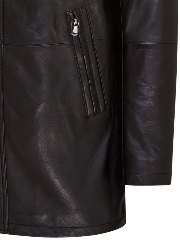 Infinity Leather Mens Mid-Length Warm Leather Trench Coat - Varkaus