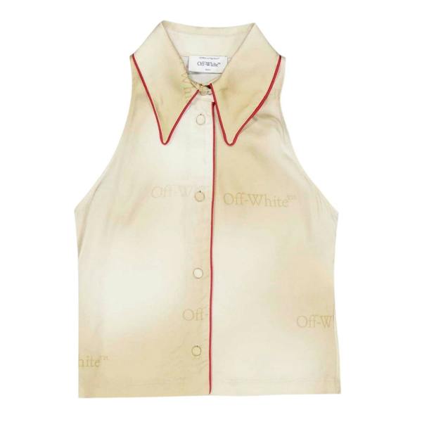 Off White Unisex Adult Regular Shirt - Beige/White Ombre - 
