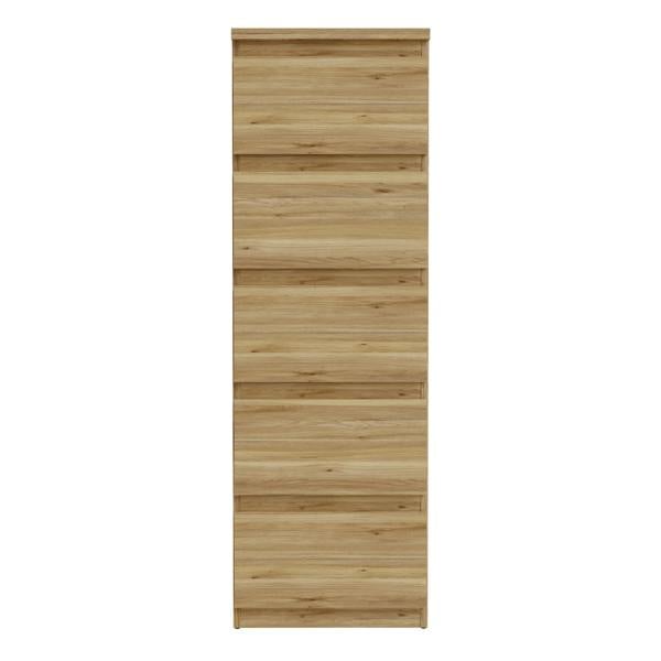 Edmore 5 Drawer Tall Narrow Chest in Mauvella Oak