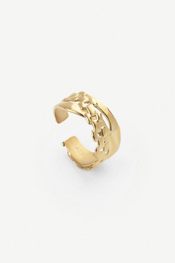 Elk & Bloom Molten Moment Chunky Abstract 14K Gold Chain Ring