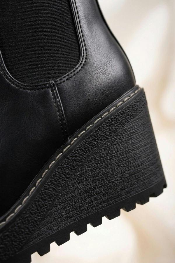 Edie Wedge Sole Chelsea Ankle Boots - Black