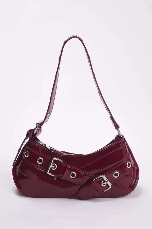 WOVCOR Baguette Shoulder Bag with Belt Buckle Detail