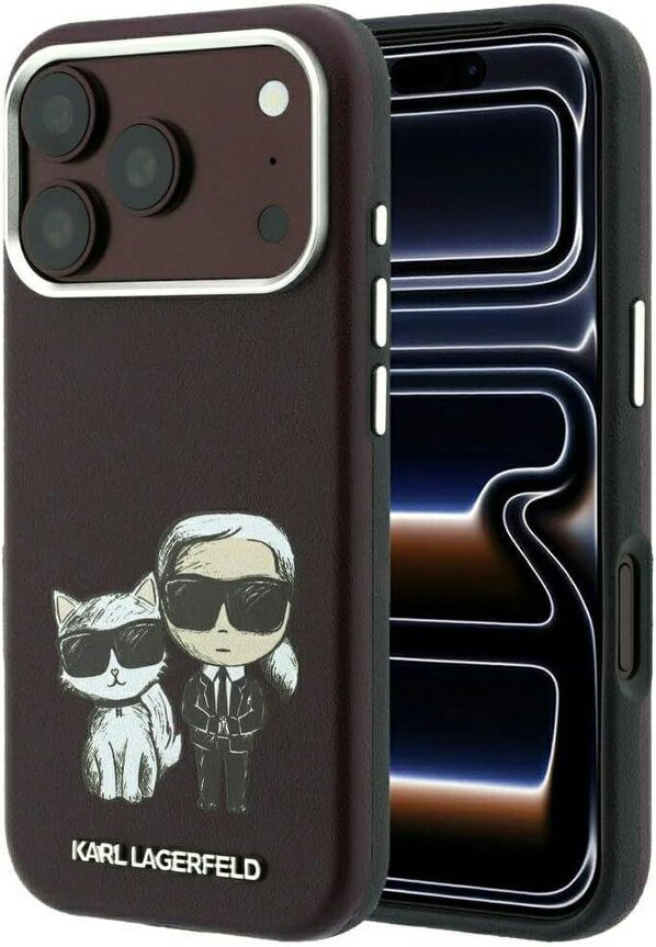 Karl Lagerfeld Smooth PU Leather Case with Sketch Print and MagSafe for iPhone 17/18 Pro 6.3" Burgundy - KLHMP18L6PWKCIDR