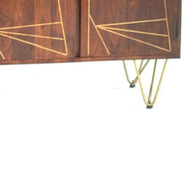 Wyld Haus Bandung Dark Mango Wood and Gold Large Sideboard 3 Doors