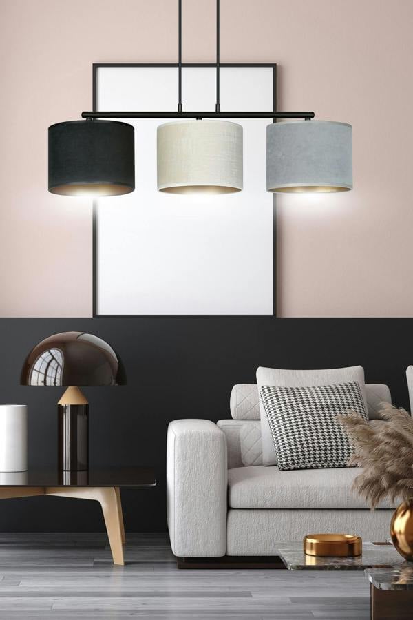 Emibig HILDE Pendant lamp 3 x E27 Black with Black, Grey and White Shade