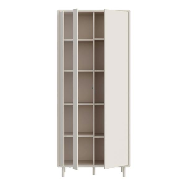 Furniture To Go Playly Tall Storage Cabinet with Door and Concealed Open Shelving in Sand