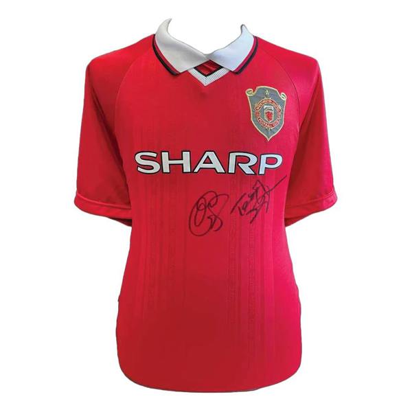 Unbranded Solskjaer & Sheringham dual signed Manchester United 1999 Shirt — Unframed