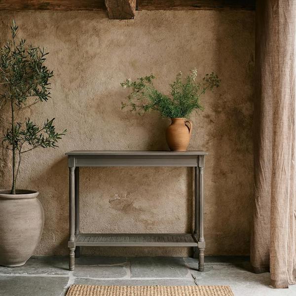 Wyld Haus Laurelbrook Console Table Rattan Bottom Shelf