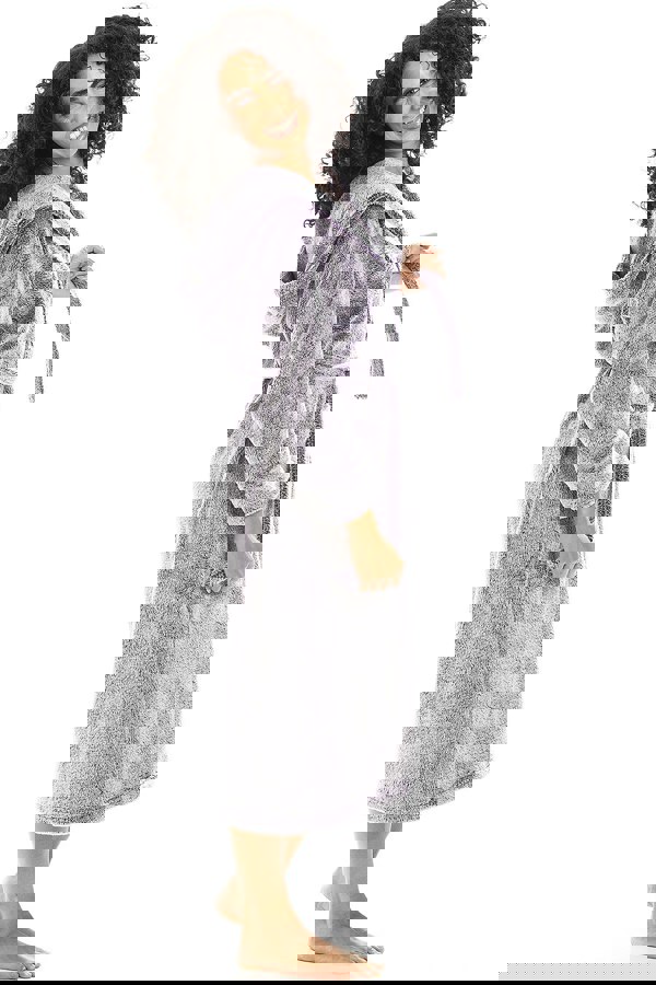 Camille Womens Purple Deep Pile Full Length Fleece Bathrobe