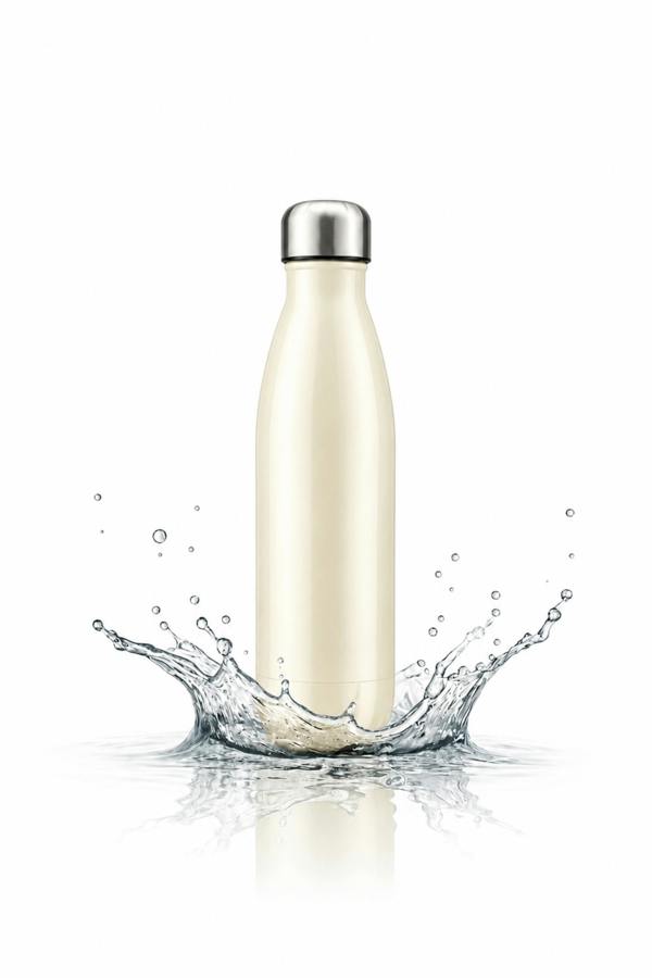 Dyzi 500ml Stainless Steel Water Bottle Leak Proof Cream