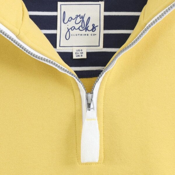 Lazy Jacks LJ3 - Supersoft 1/4 Zip Sweatshirt - Lemon With White Trim