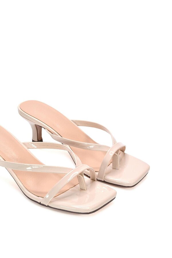XY LONDON Kitten Heel Sandal Mules With Toe Post
