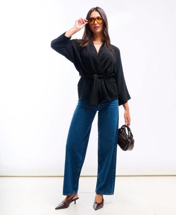 Needs No Label Black Soft Belted Jacket