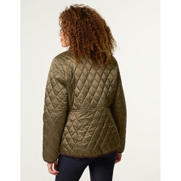 Blue Vanilla Diamond Quilted Cord Collar Coat