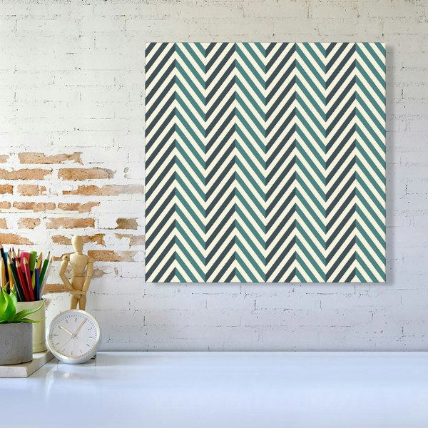 Warren Reed Geometric Herringbone Chevron Blues Canvas