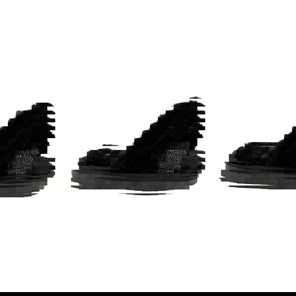 Dune London Womens/Ladies Winta Diamante Faux Fur Cross Strap Slippers - Black - 