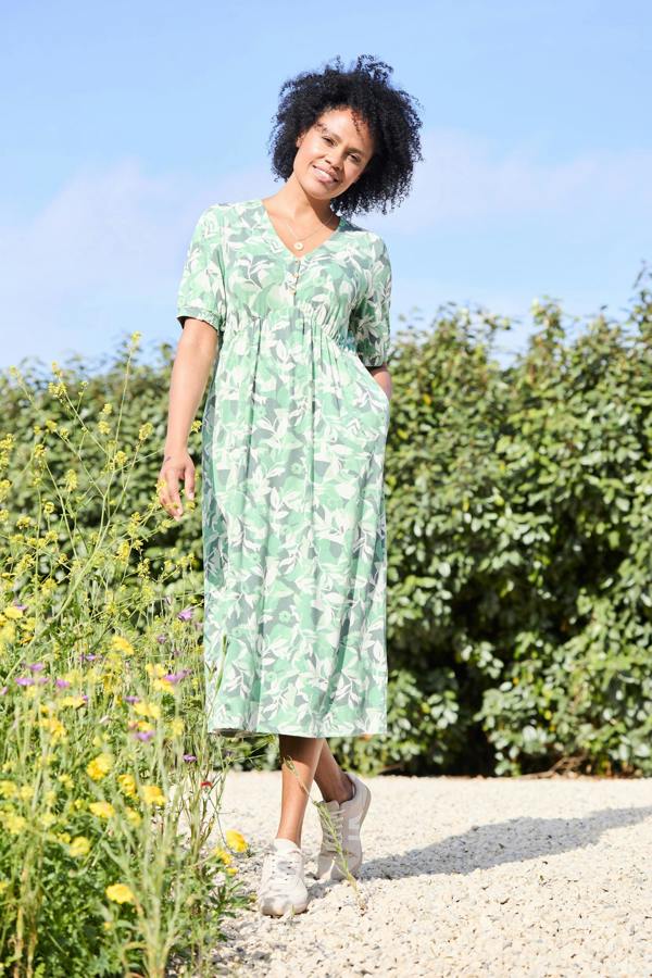 Lilian Jersey Printed Midi Dress Green