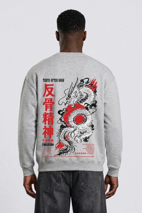 London Attitude Oversized Tokyo After Dark Dragon Sweatshirt