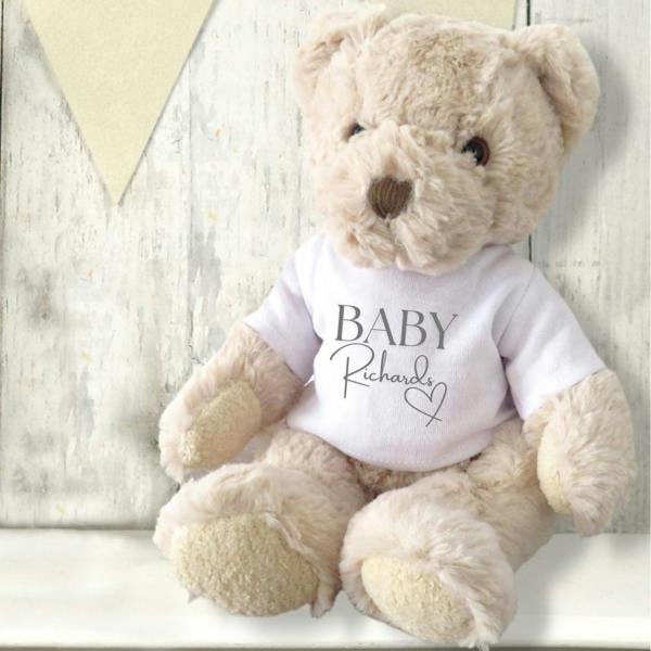 Personalised Teddy Bear with Surname Heart T-Shirt