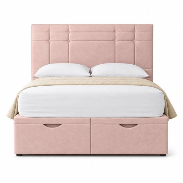 Great British Beds Prague Divan Ottoman Bed - Pink Plush